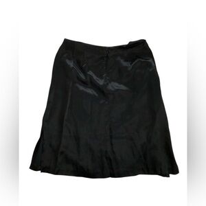 Black satin skirt with side splits